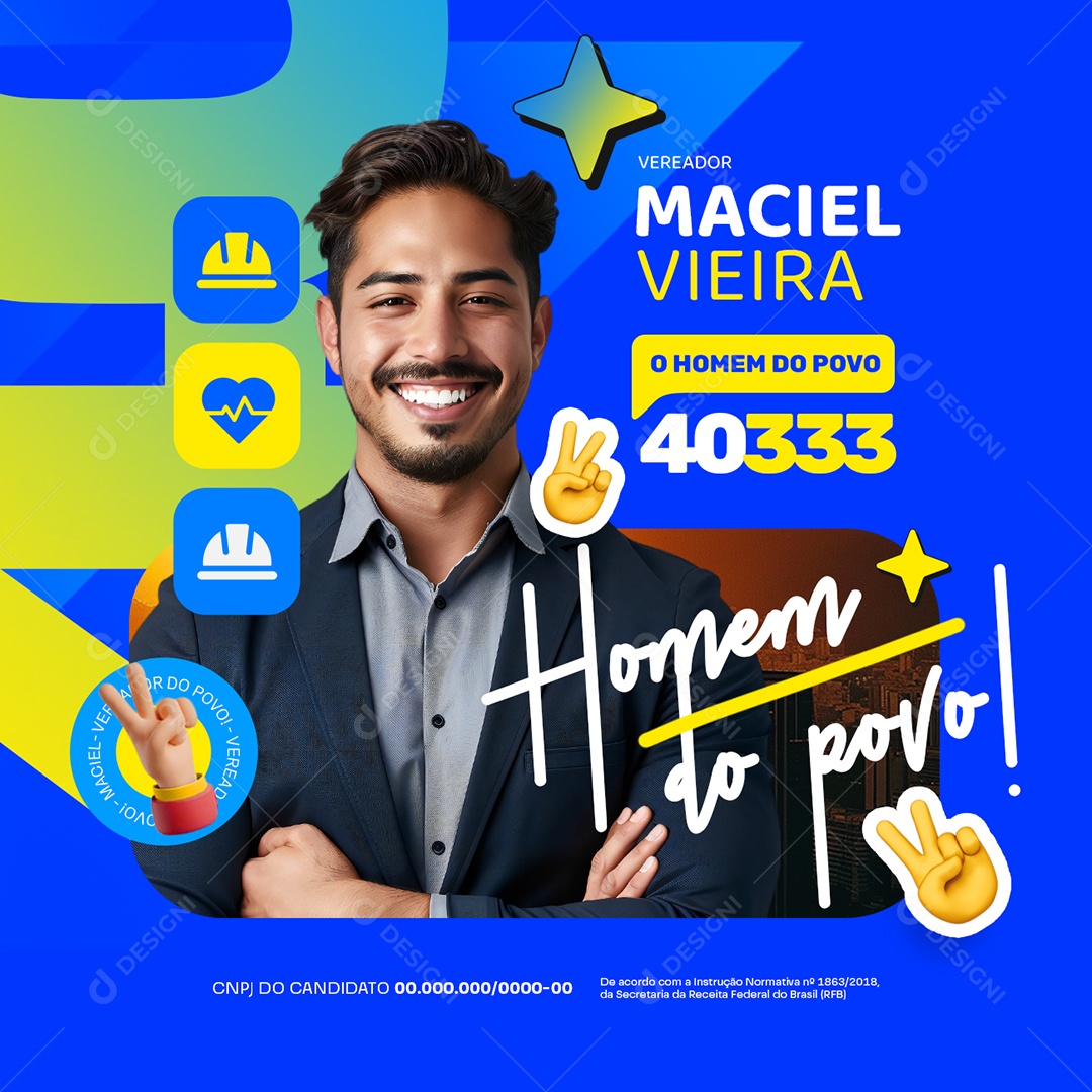 Política Eleição Vereador Marciel Vieira Social Media PSD Editável