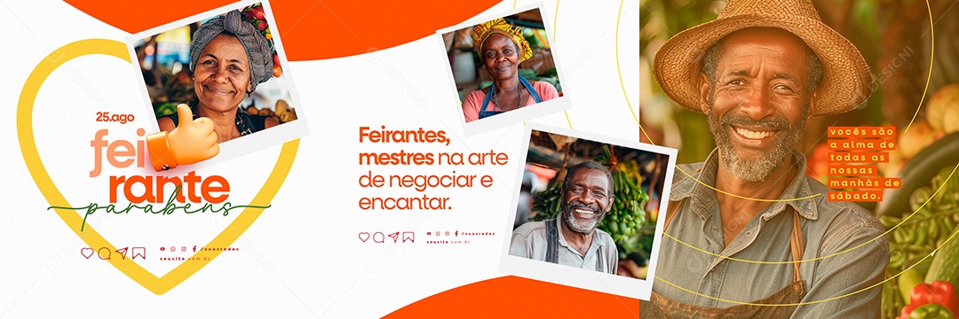 Carrossel Dia do Feirante 25 de Agosto Parabéns Social Media PSD Editável