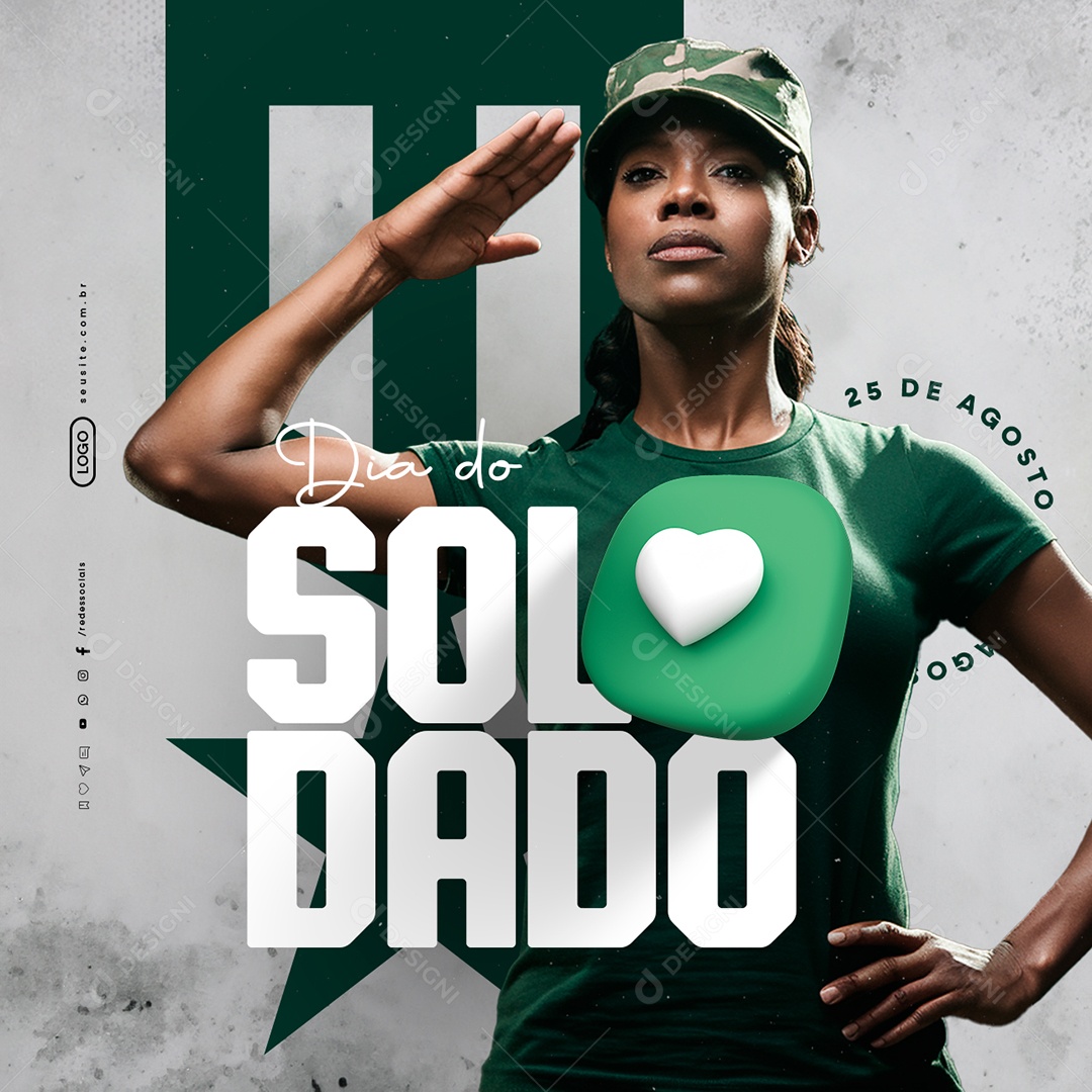 Dia do Soldado 25 de Agosto Social Media PSD Editável