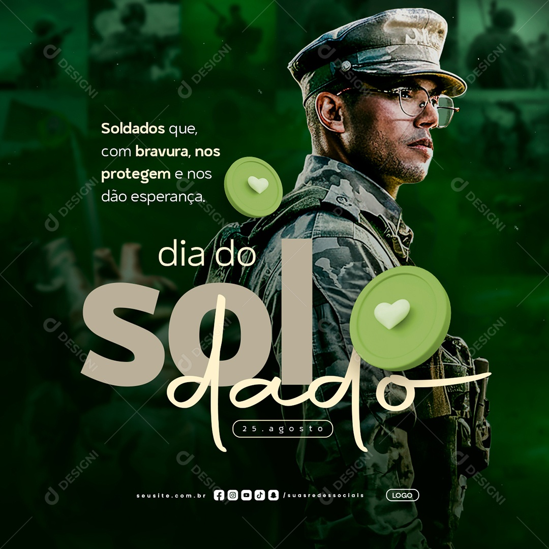 Dia do Soldado 25 de Agosto Social Media PSD Editável