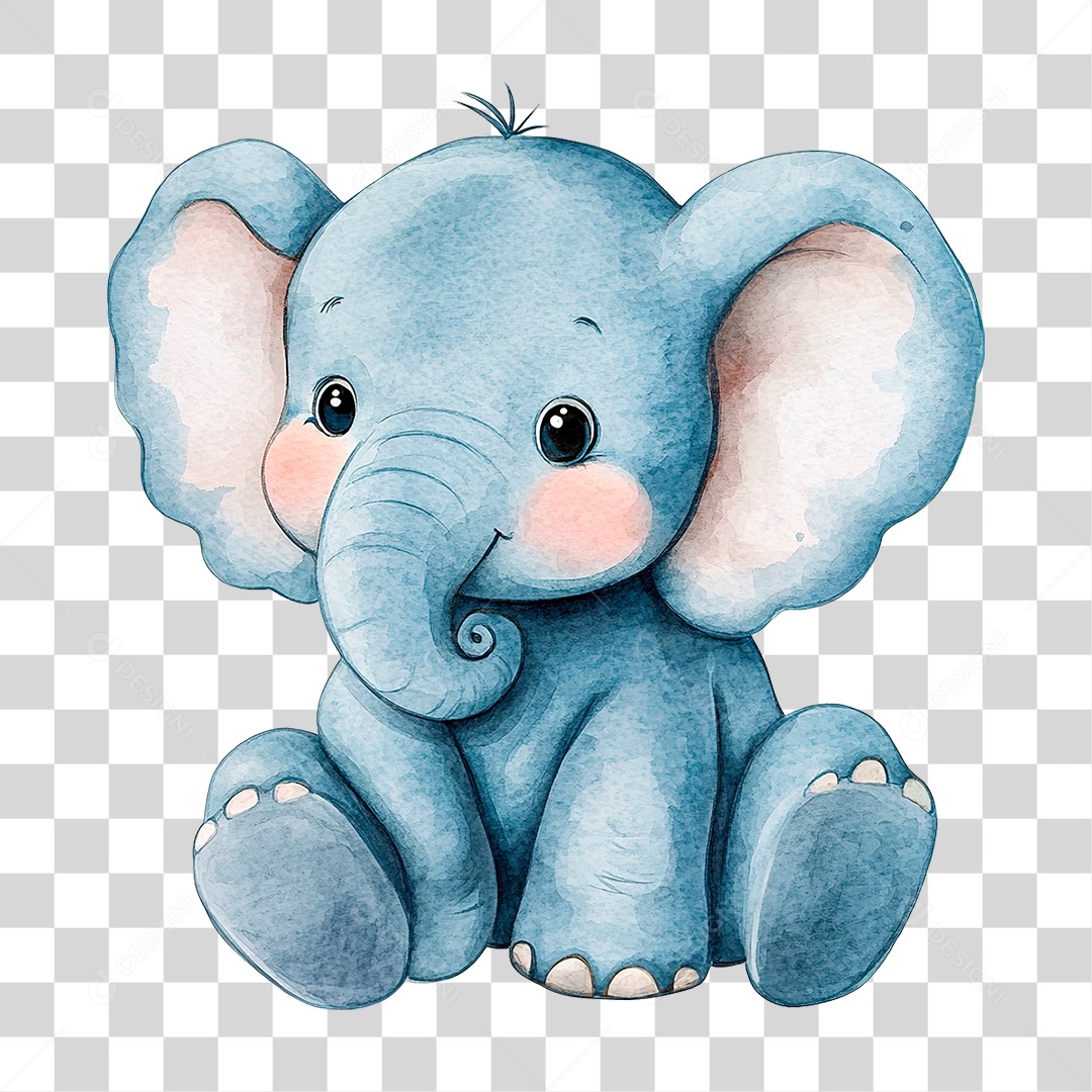 Elemento 3D Elefante PNG Transparente