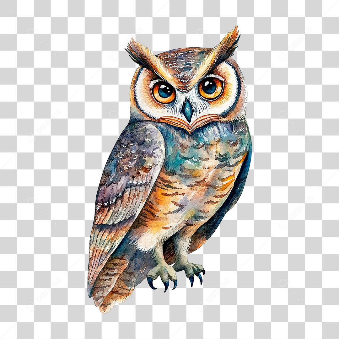 Elemento 3D Coruja PNG Transparente