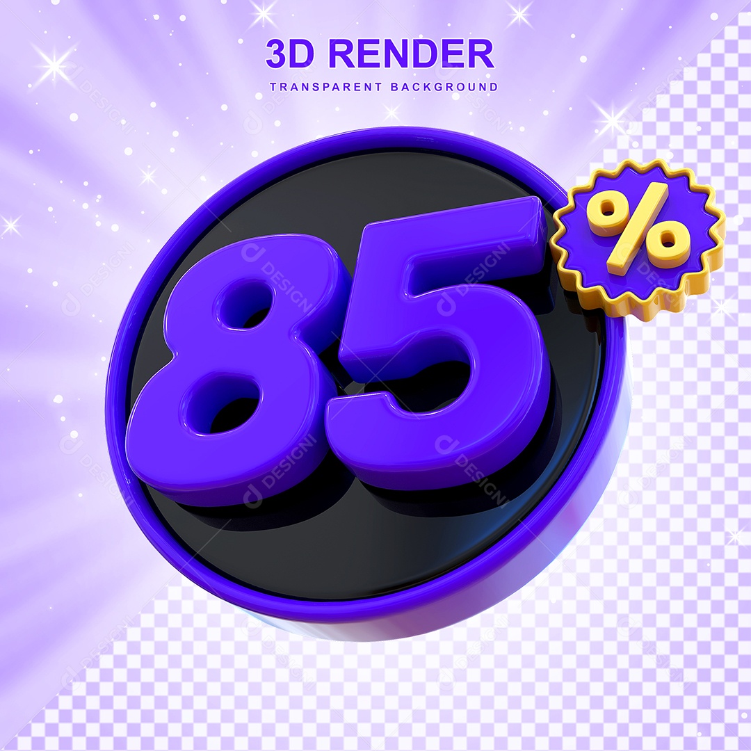 Desconto de 85% Elemento 3D Roxo e Preto para Composição PSD