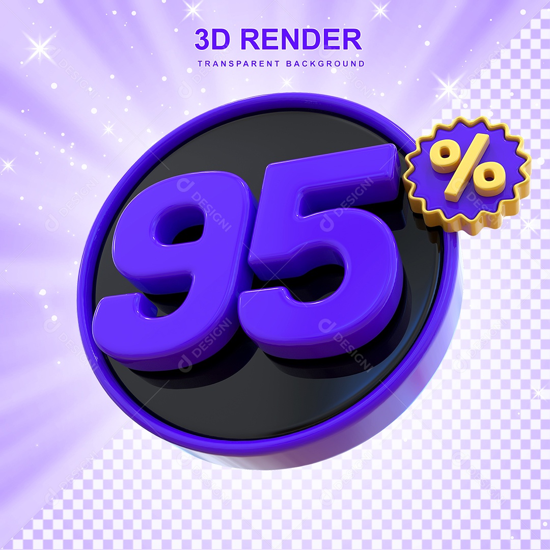 Desconto de 95% Elemento 3D Roxo e Preto para Composição PSD