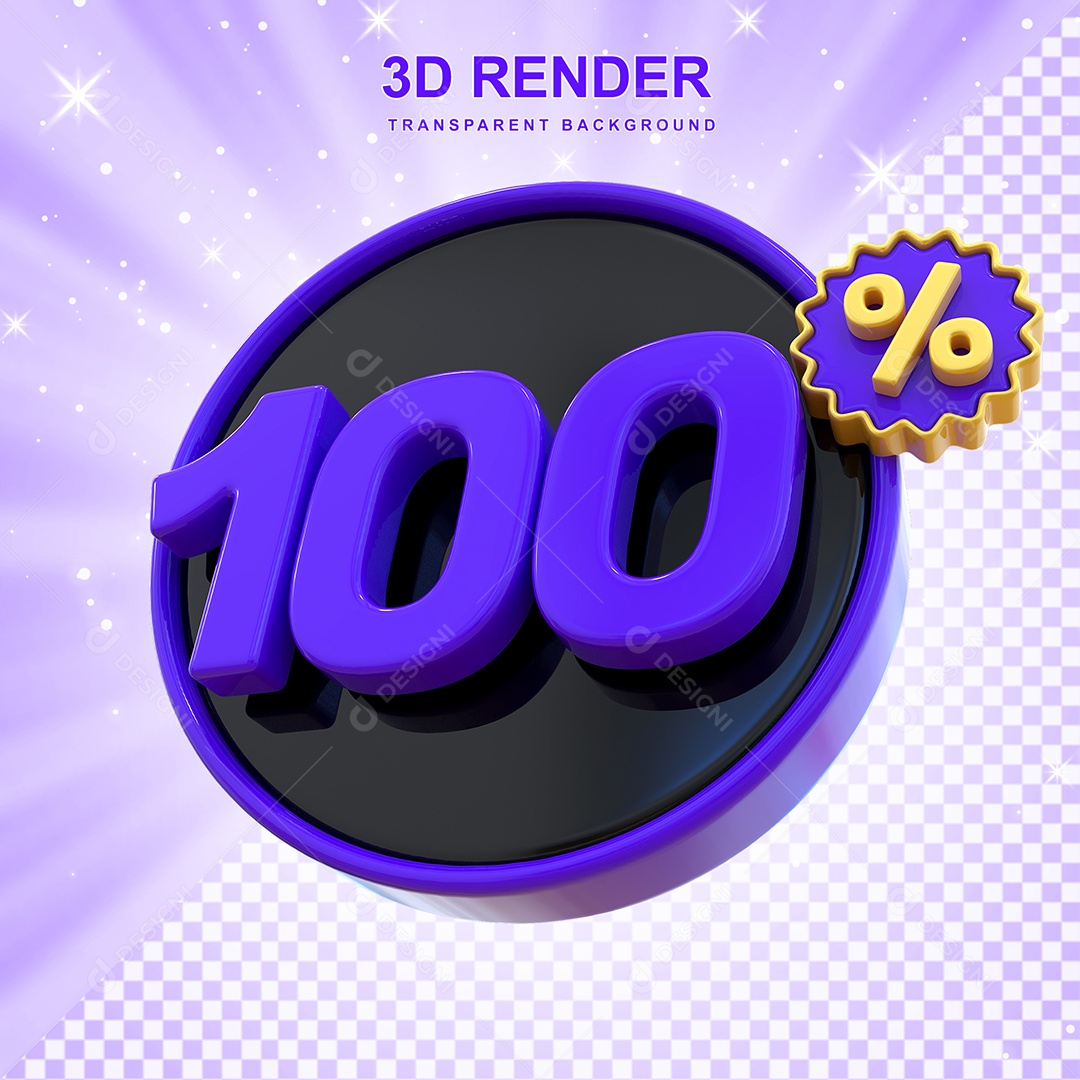 Desconto de 100% Elemento 3D Roxo e Preto para Composição PSD