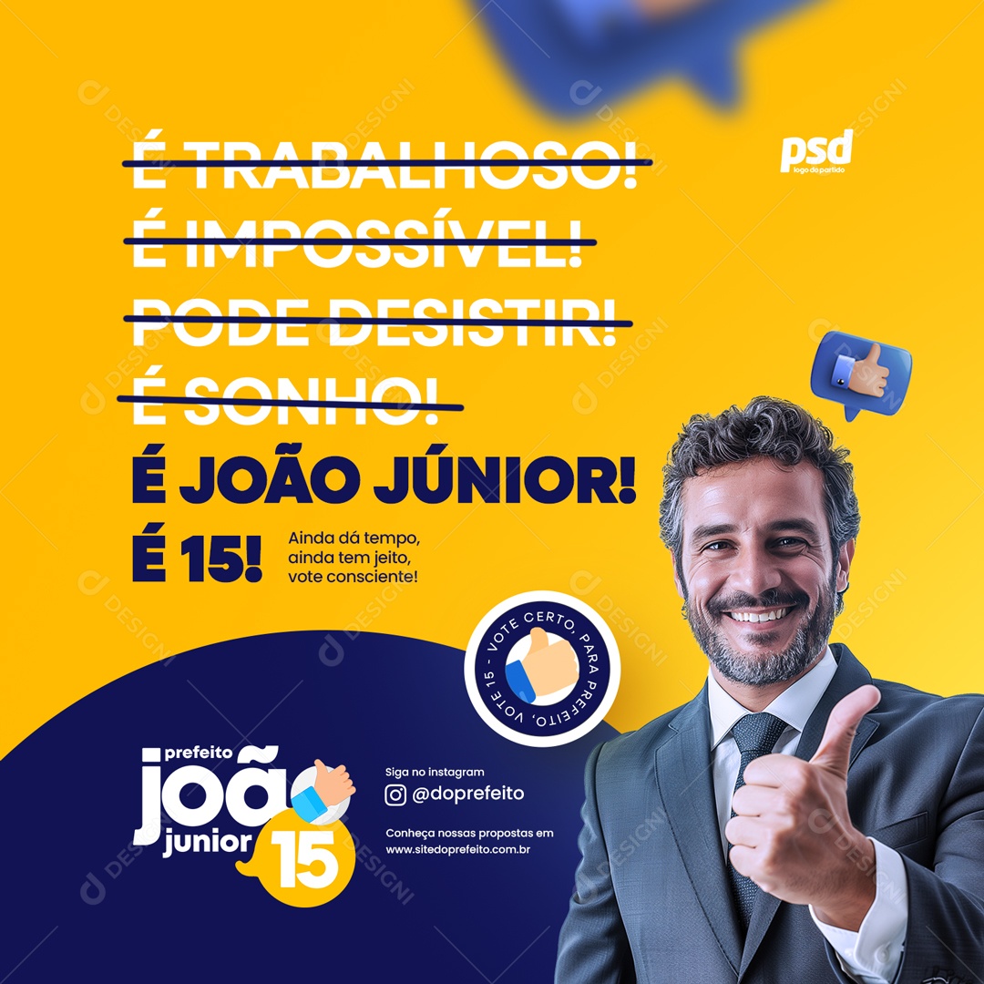 Política é João Júnior Social Media PSD Editável