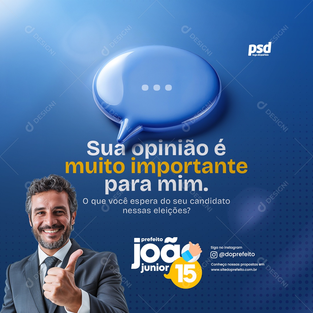 Política Sua Opinião é muito Importante para Mim Social Media PSD Editável