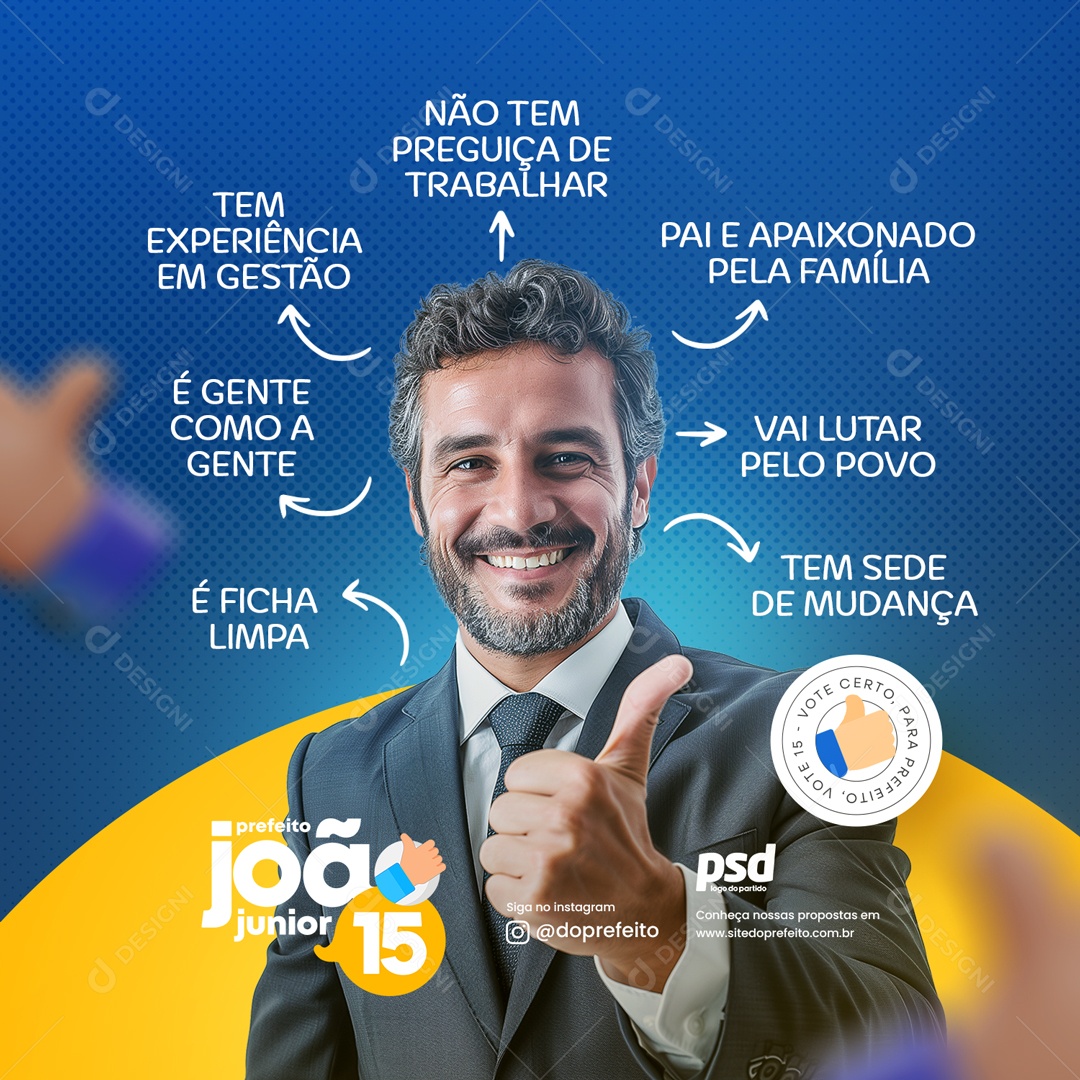 Política Vote Certo João Junior Social Media PSD Editável