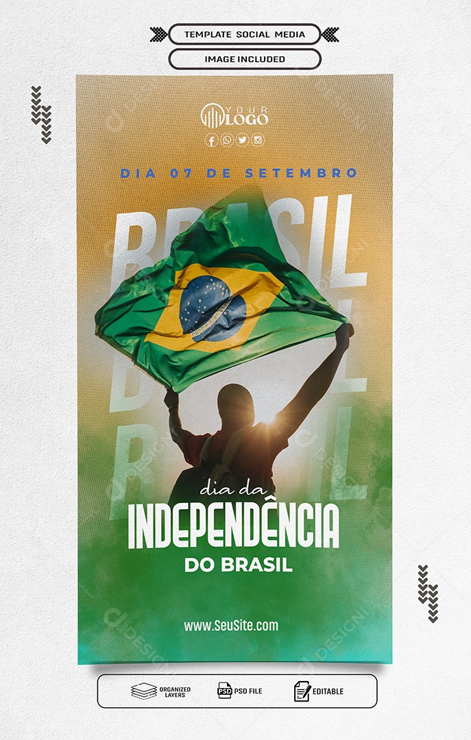 Story Independência do Brasil 07 de Setembro Social Media PSD Editável