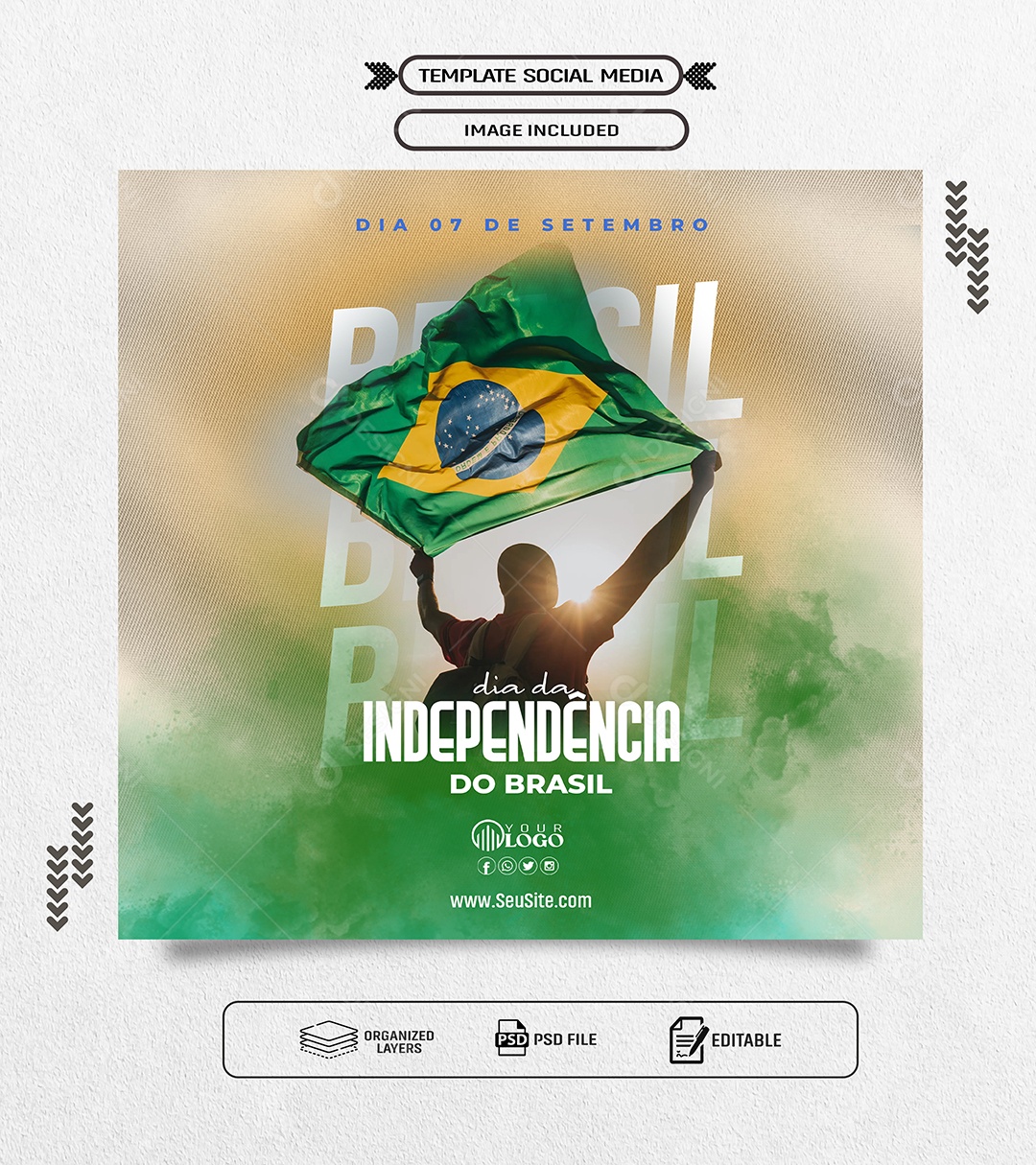 Independência do Brasil 07 de Setembro Social Media PSD Editável