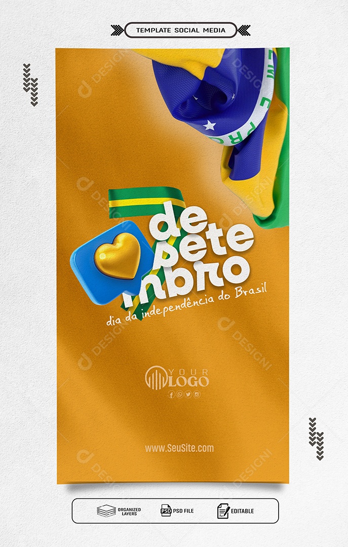 Story Dia da Independência do Brasil 07 de Setembro Social Media PSD Editável