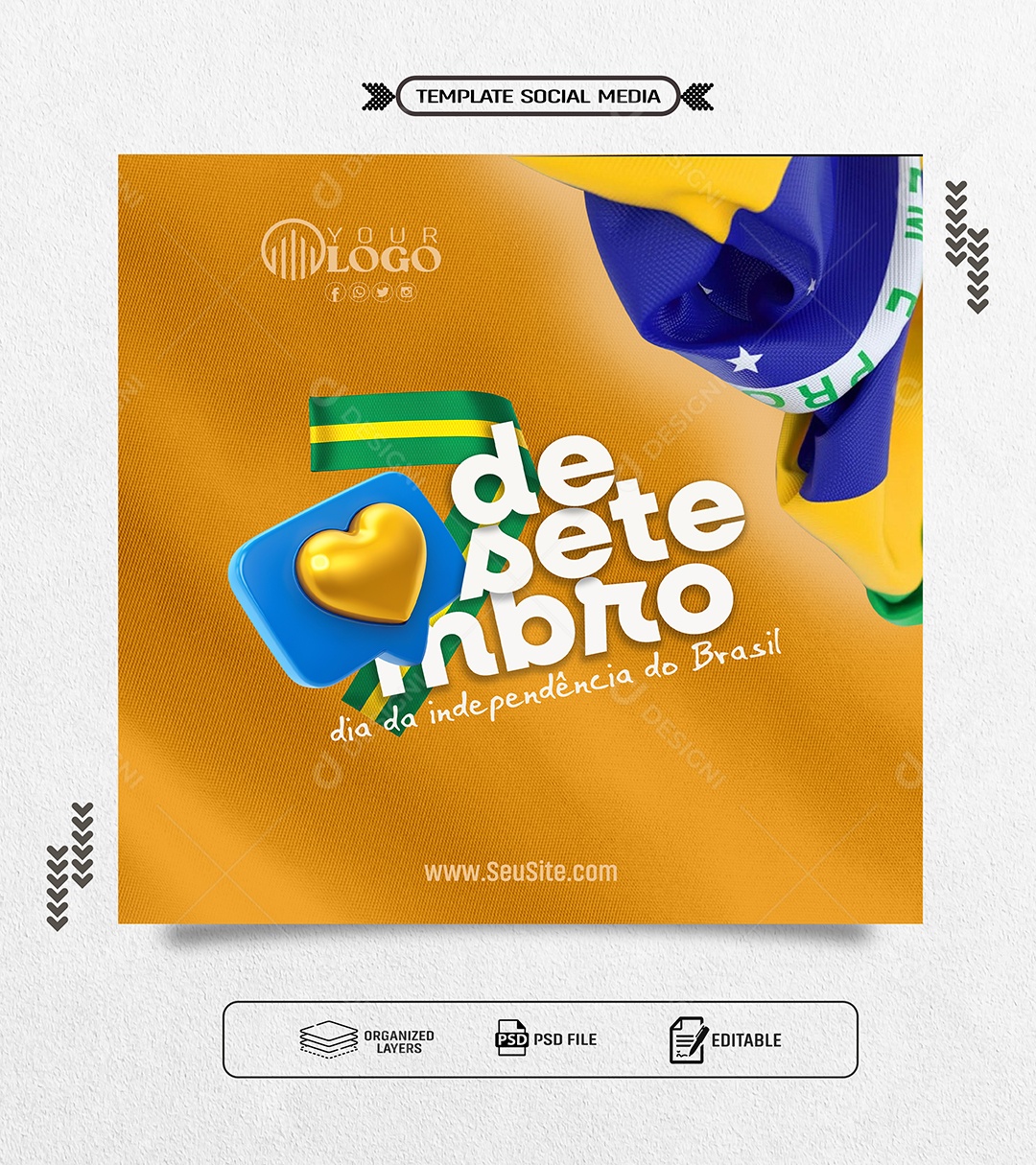 Dia da Independência do Brasil 07 de Setembro Social Media PSD Editável