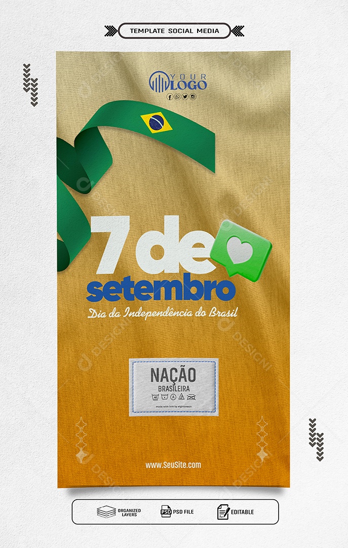 Story Dia da Independência do Brasil 07 de Setembro Social Media PSD Editável