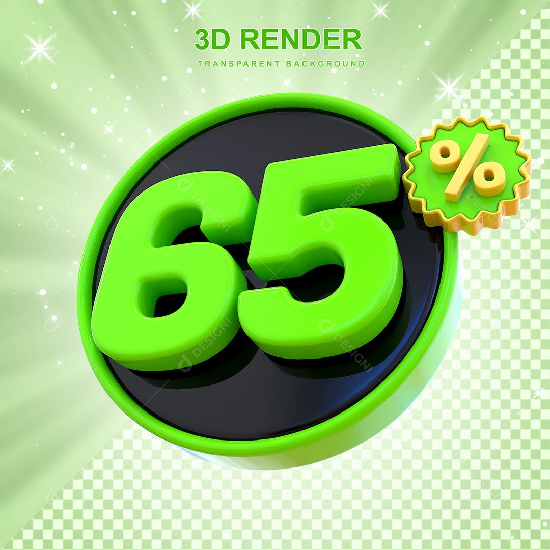 Desconto de 65% Elemento 3D Verde e Preto para Composição PSD