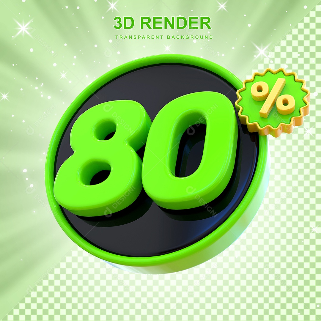 Desconto de 80% Elemento 3D Verde e Preto para Composição PSD