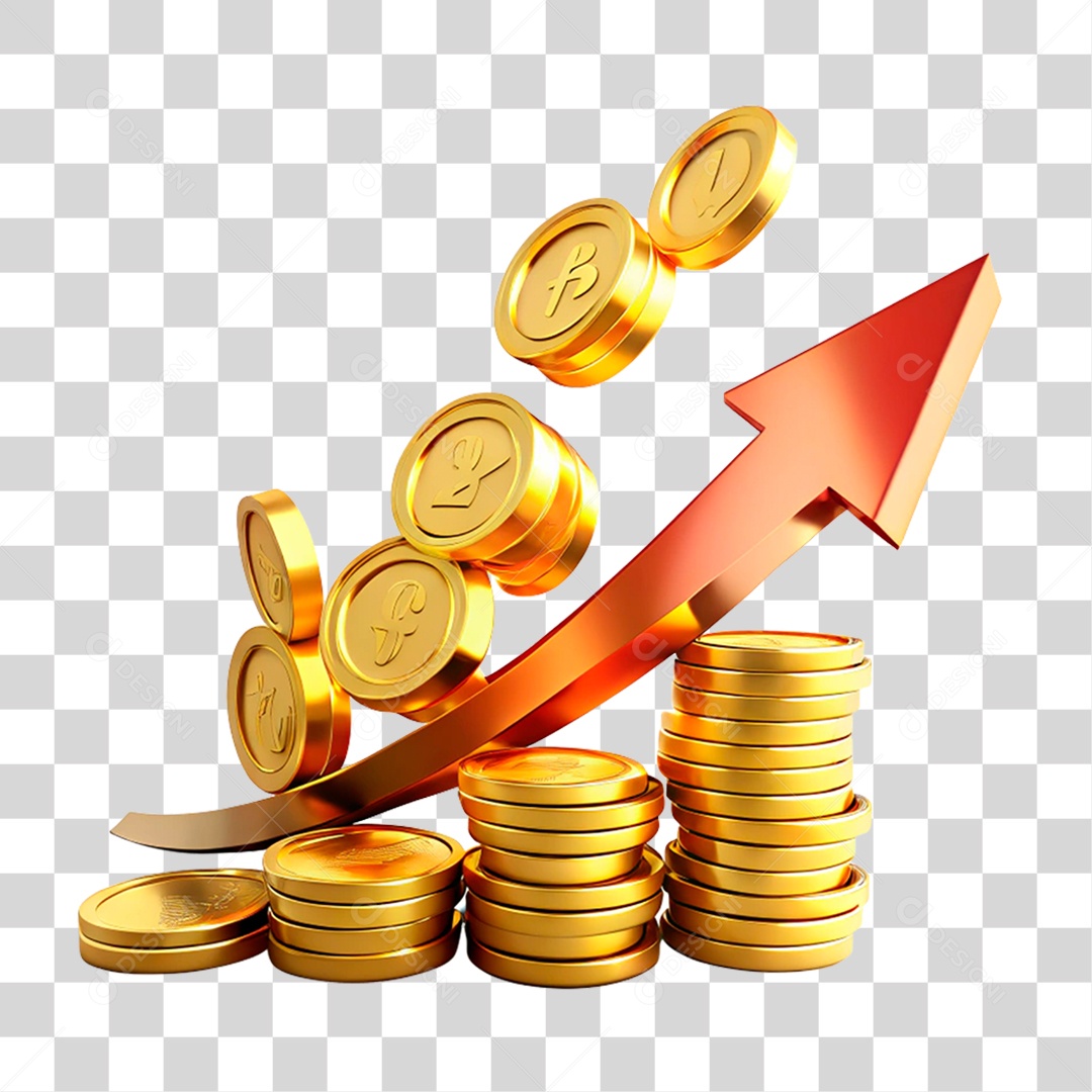 Elemento 3D Gráfico de Moedas PNG Transparente