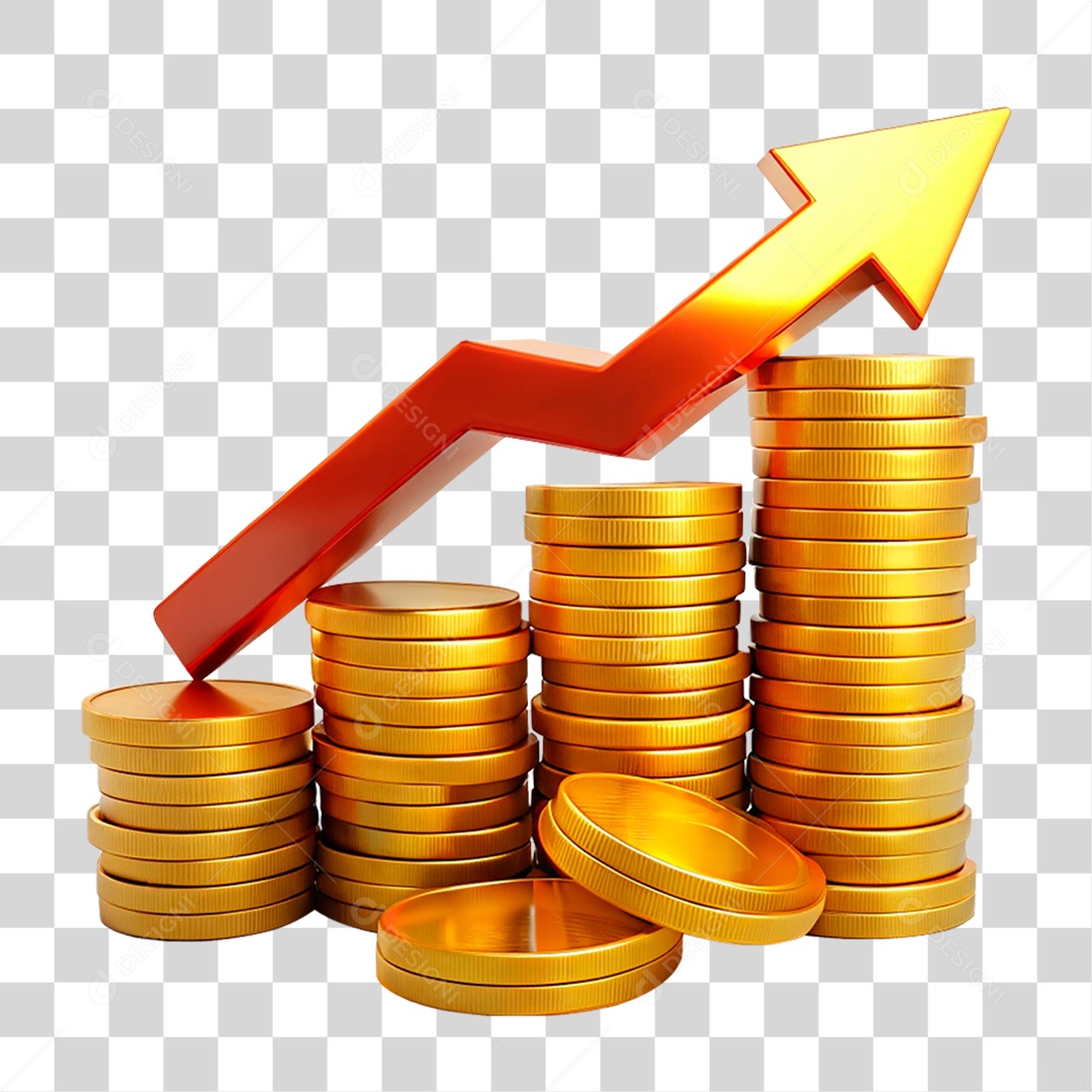Elemento 3D Gráfico de Moedas PNG Transparente