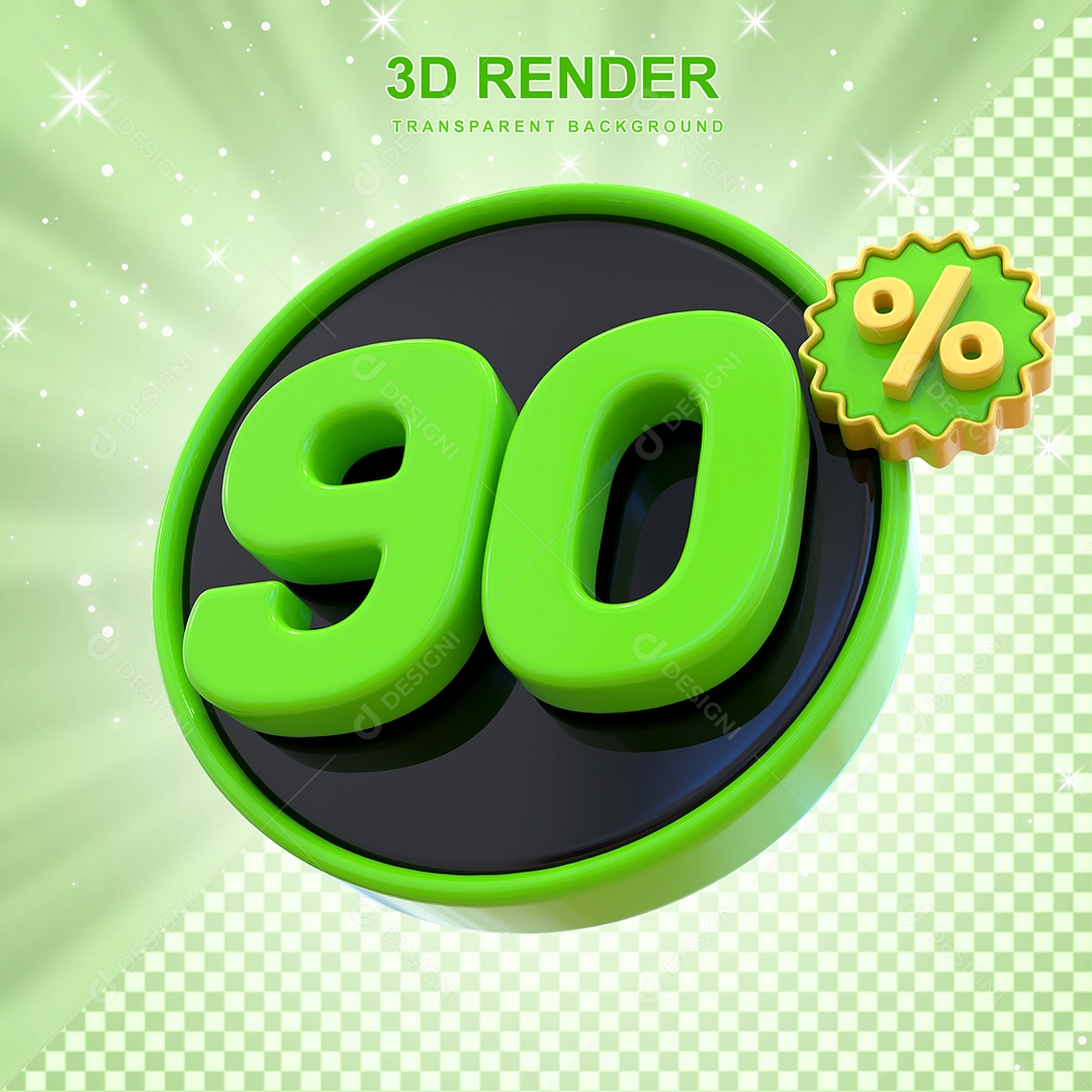 Desconto de 90% Elemento 3D Verde e Preto para Composição PSD