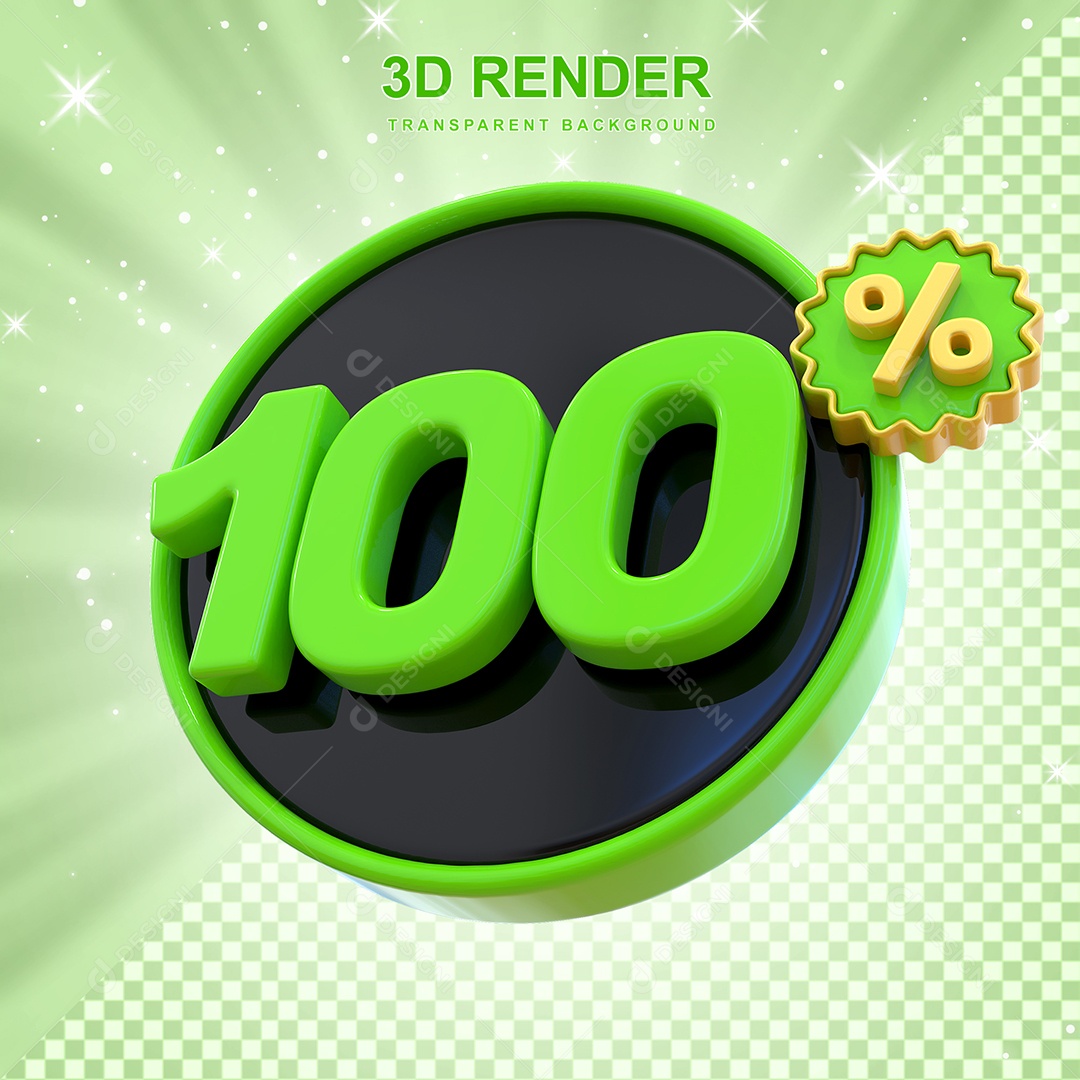 Desconto de 100% Elemento 3D Verde e Preto para Composição PSD