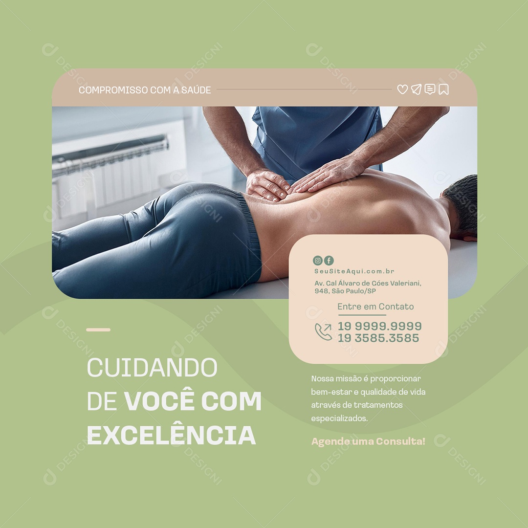 Clinica Fisioterapia Cuidando de Você com Excelência Social Media PSD Editável