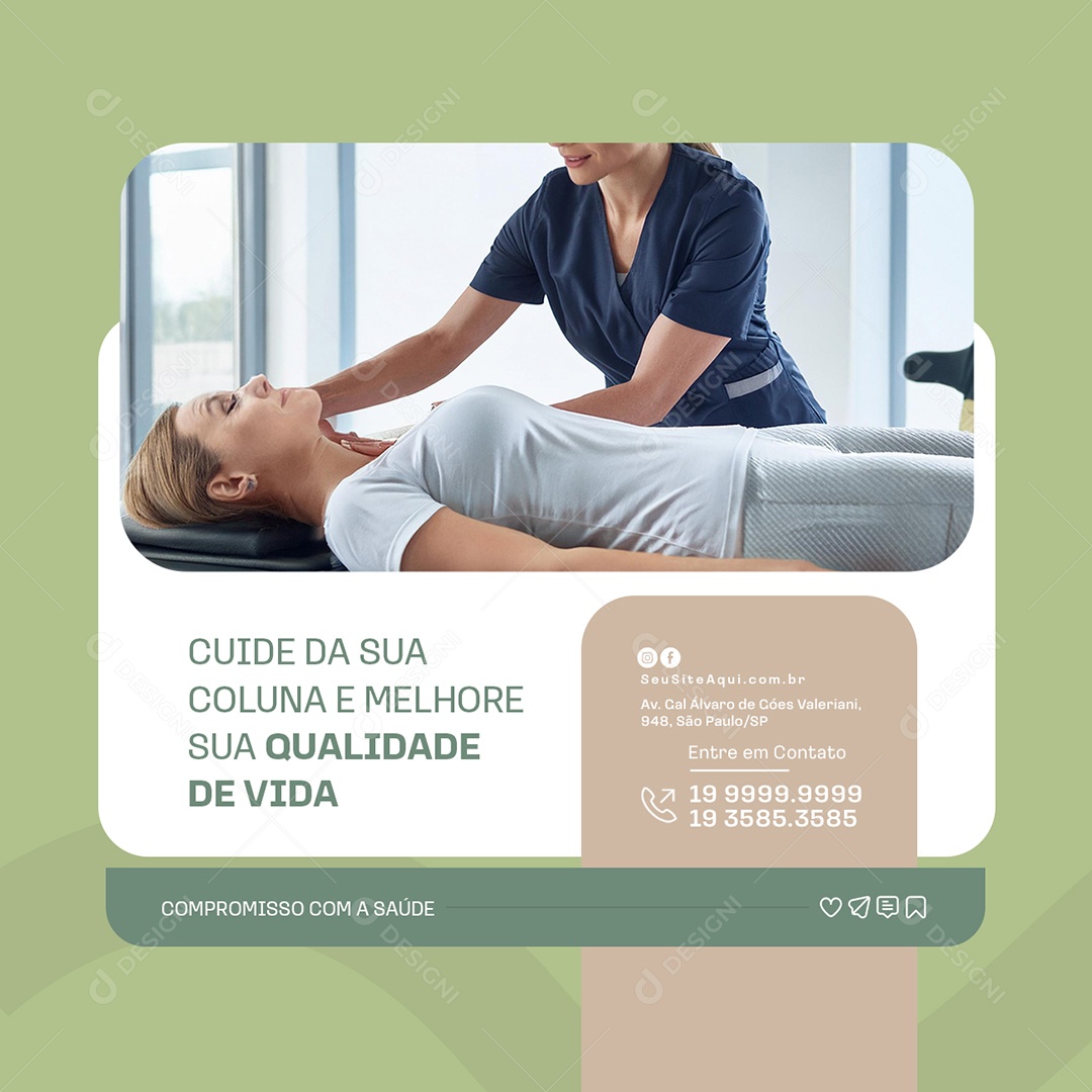 Clinica Fisioterapia Cuide da Sua Coluna Social Media PSD Editável