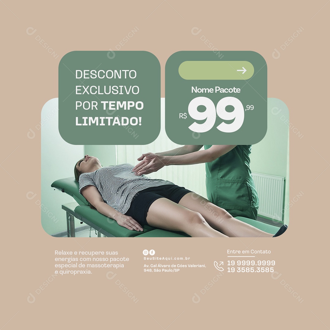 Clinica Fisioterapia Desconto Exclusivo Social Media PSD Editável