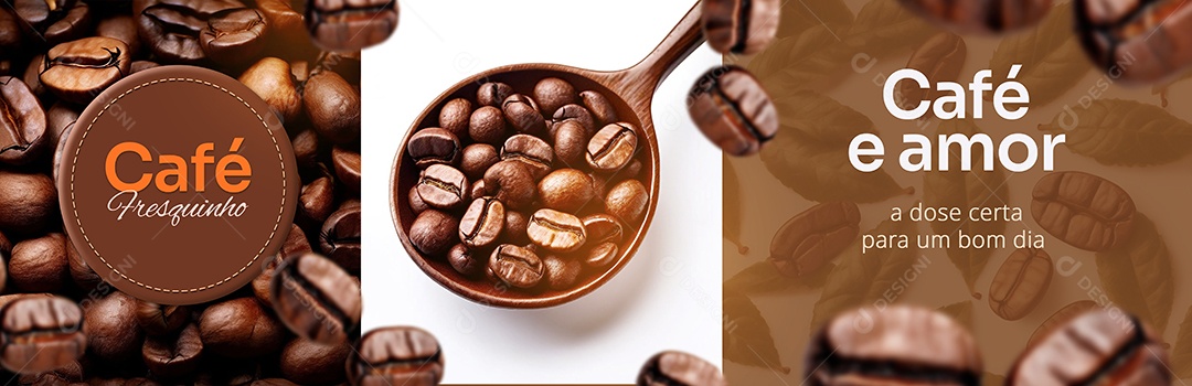 Café e Amor a Dose para um Bom dia Social Media PSD Editável