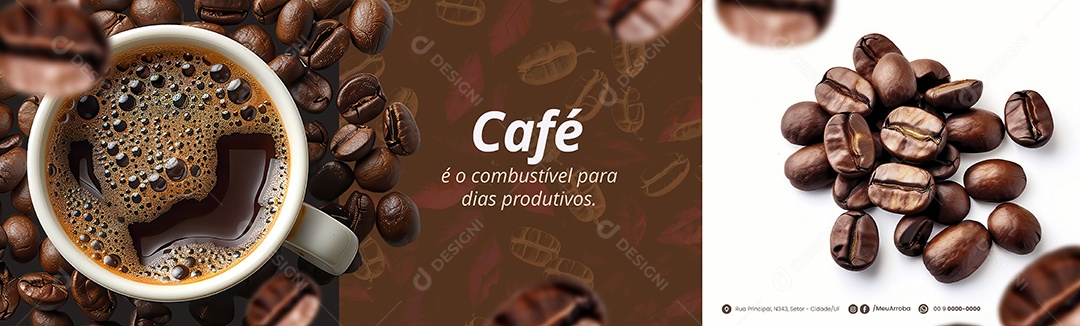 Café o Combustível para Dias Produtivos Social Media PSD Editável