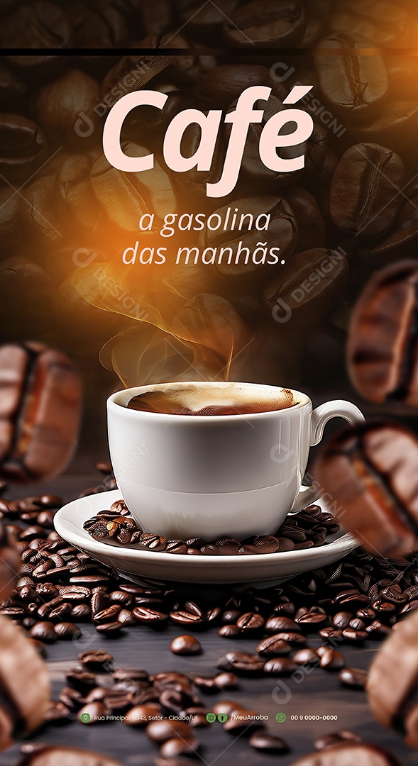 Story Café a Gasolina das Manhãs Social Media PSD Editável