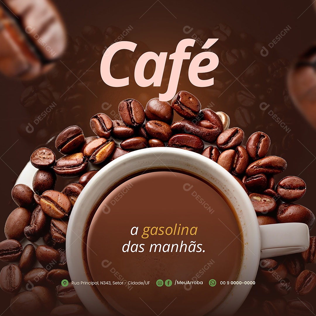 Café a Gasolina das Manhãs Social Media PSD Editável
