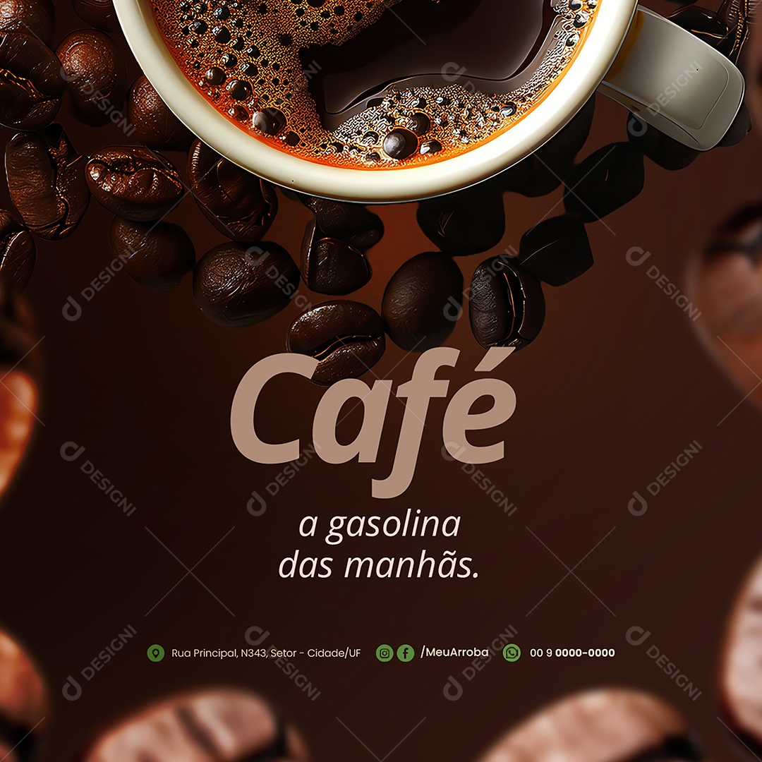 Café a Gasolina das Manhãs Social Media PSD Editável