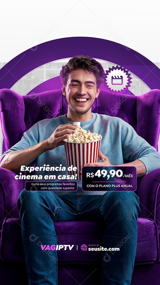 Story IPTV Experiência de Cinema em Casa Social Media PSD Editável