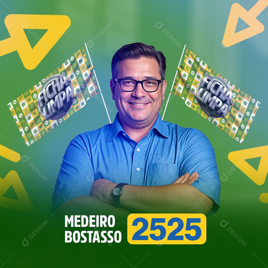Política Candidato Medeiro Bostasso Social Media PSD Editável