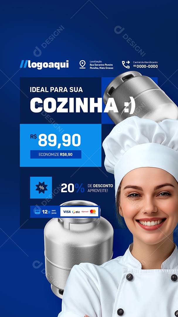 Story Distribuidora de Gás e Água Ideal para Sua Cozinha Social Media PSD Editável
