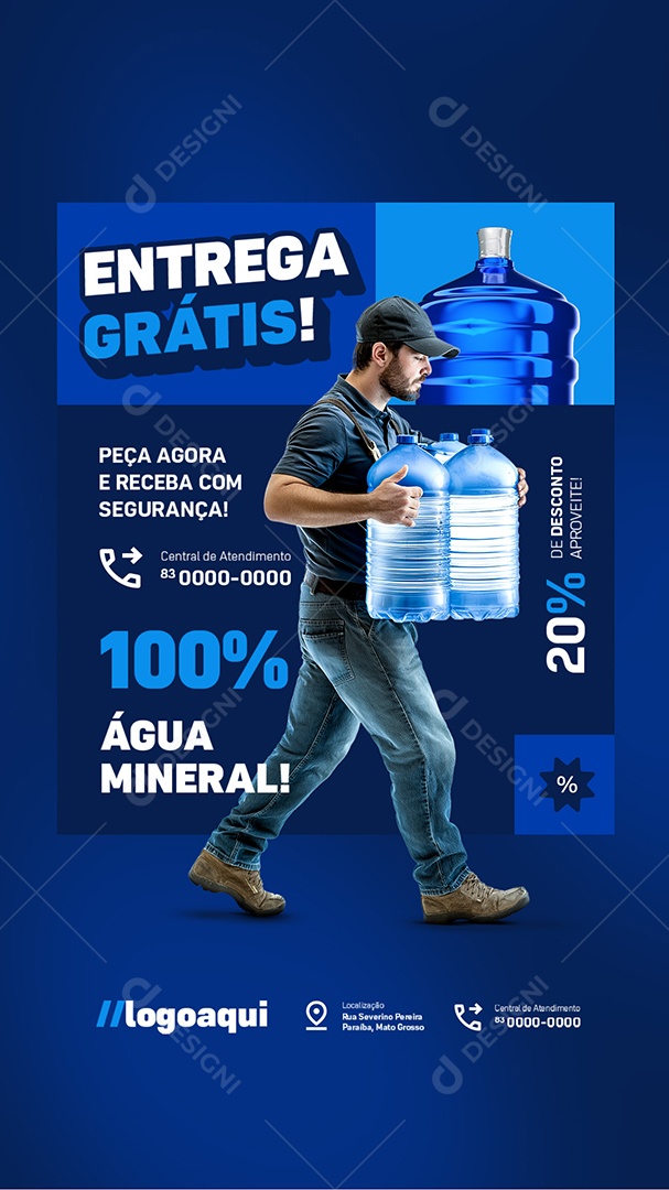 Story Distribuidora de Gás e Água Entrega Grátis Social Media PSD Editável