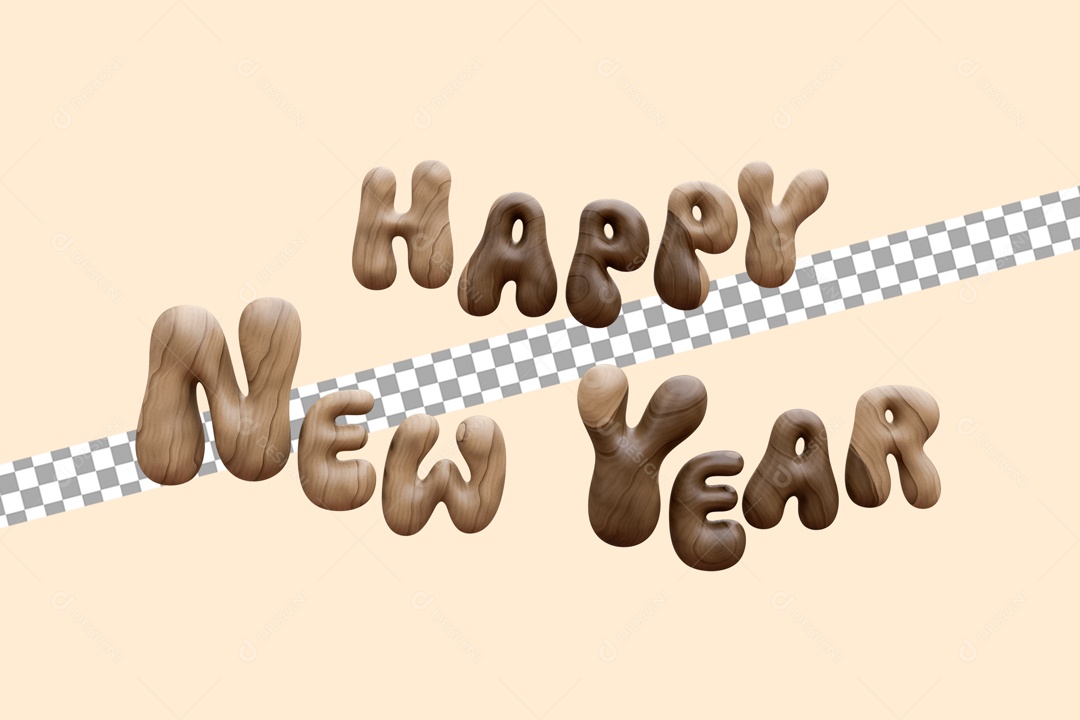 Feliz Ano Novo Selo 3D para Composição PSD