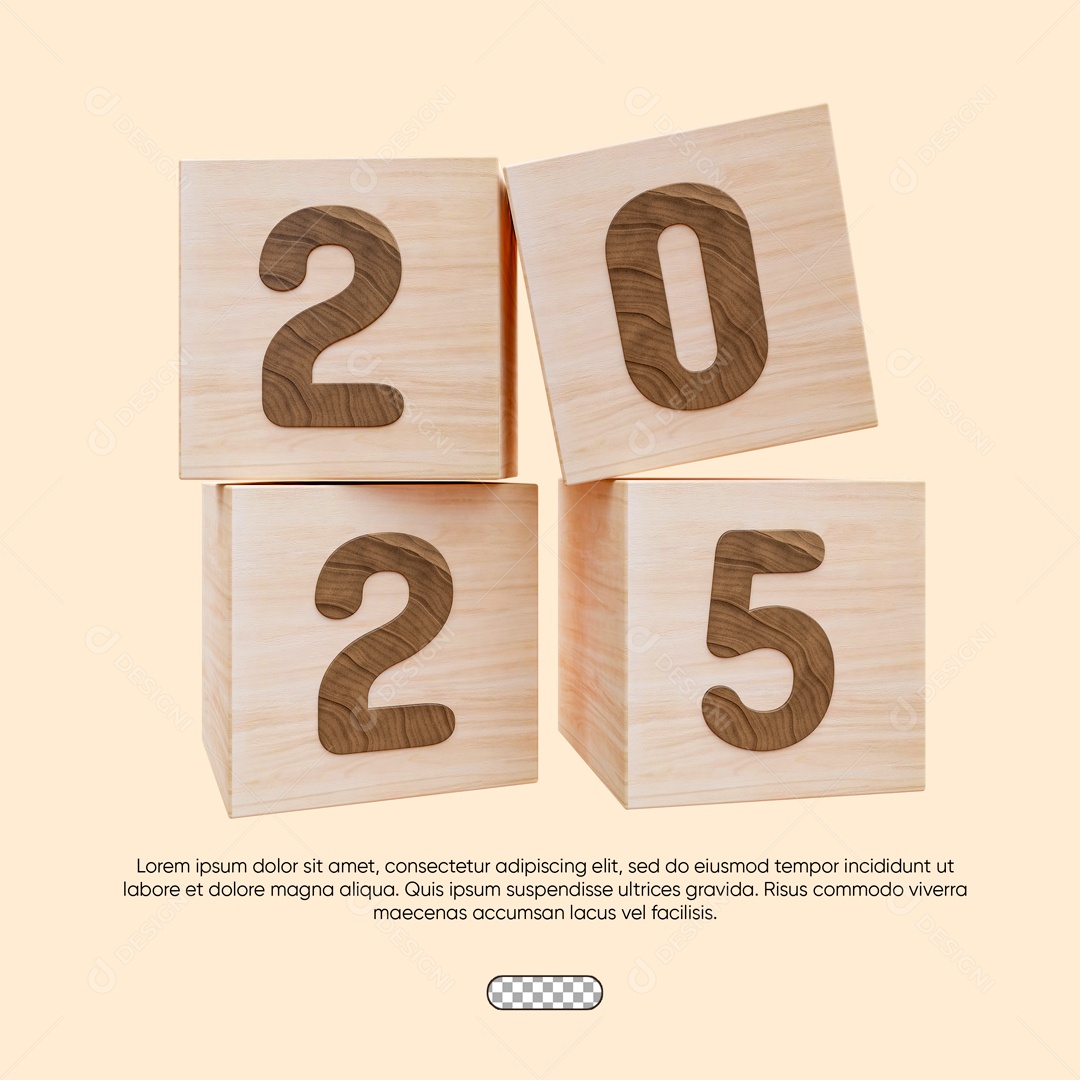 Blocos de Madeira 2025 Elemento 3D para Composição PSD