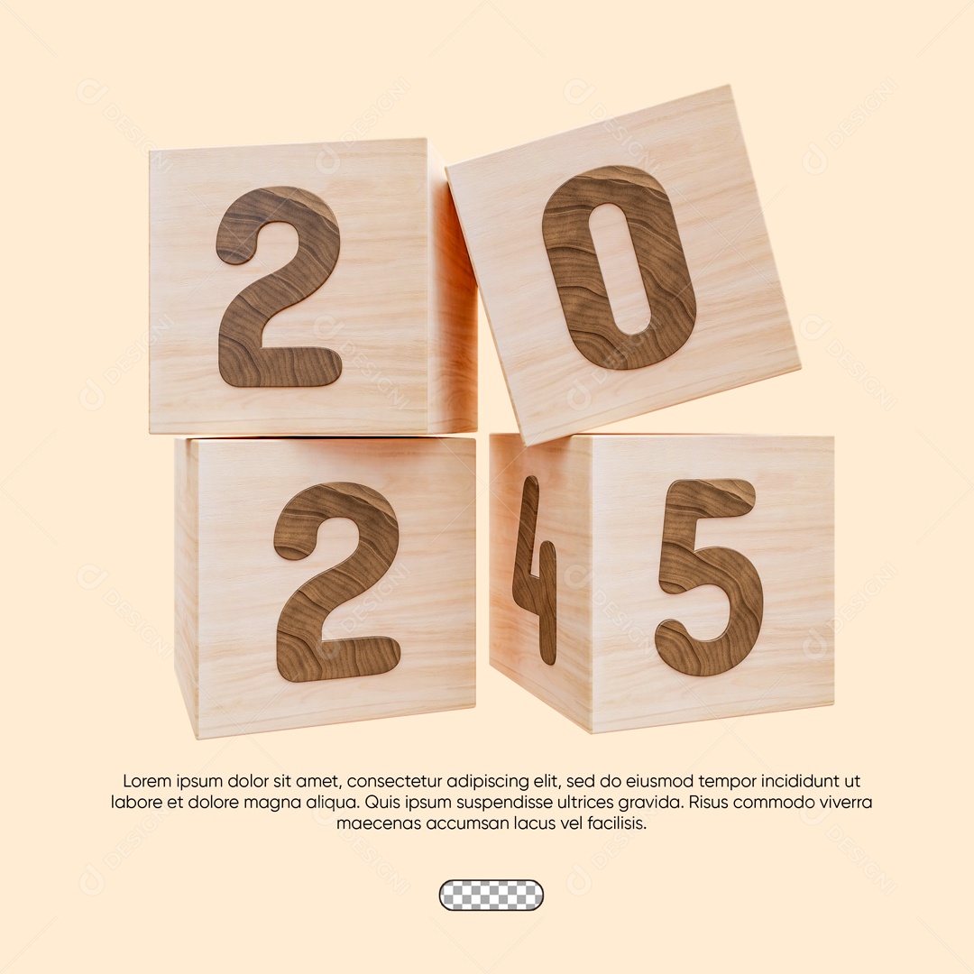 Blocos 2025 Elemento 3D para Composição PSD