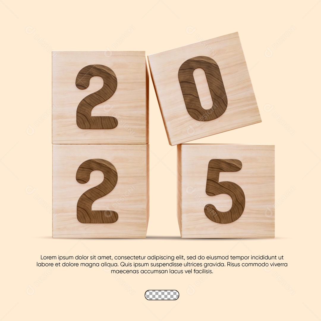 Ano Novo 2025 Marron Elemento 3D para Composição PSD