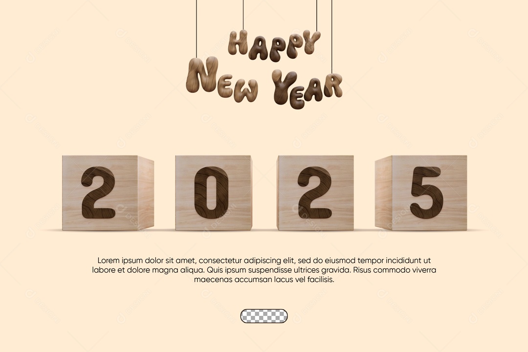 Ano Novo 2025 Elemento 3D para Composição PSD