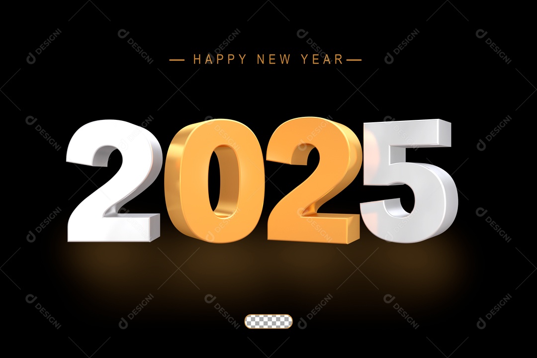 Número 2025 de Ano Novo Elemento 3D para Composição PSD