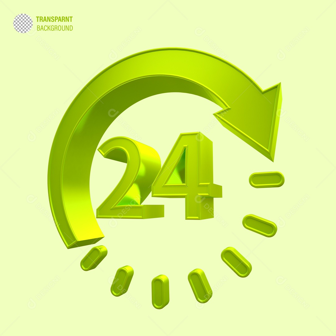 Relogio 24 Elemento 3D Verde para Composição PSD