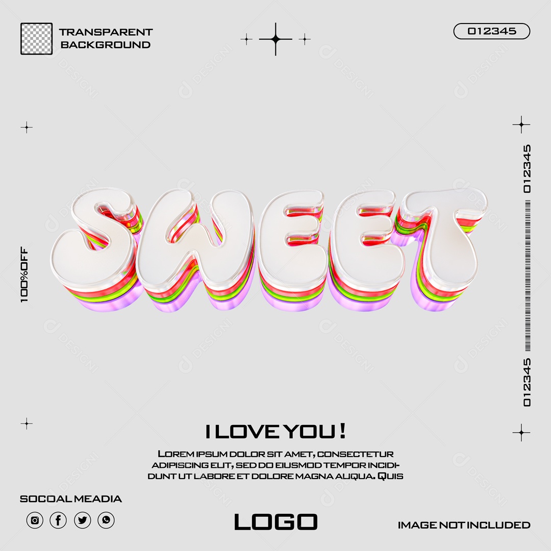 Sweet Texto 3D para Composição PSD