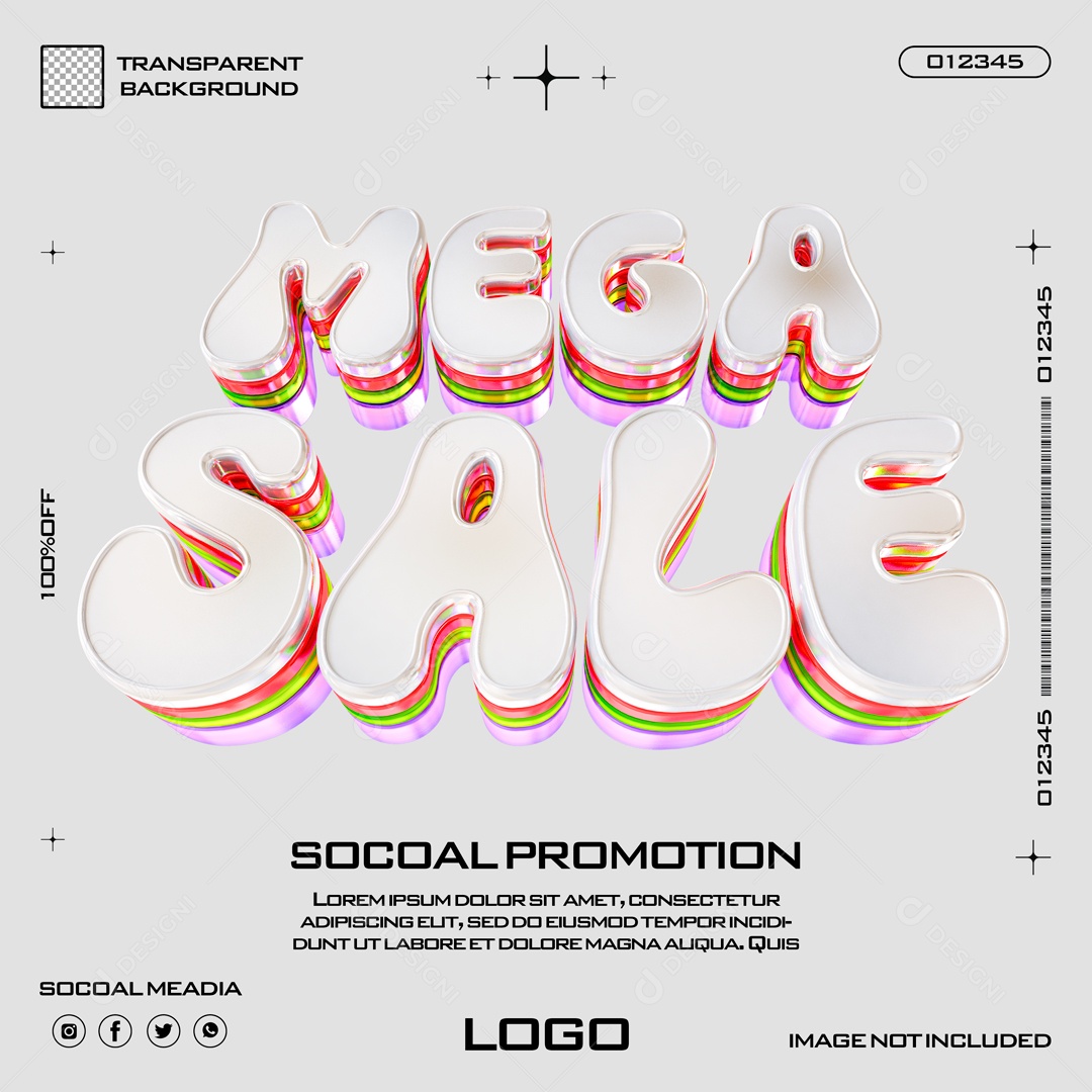 Mega Ofertas Texto 3D para Composição PSD