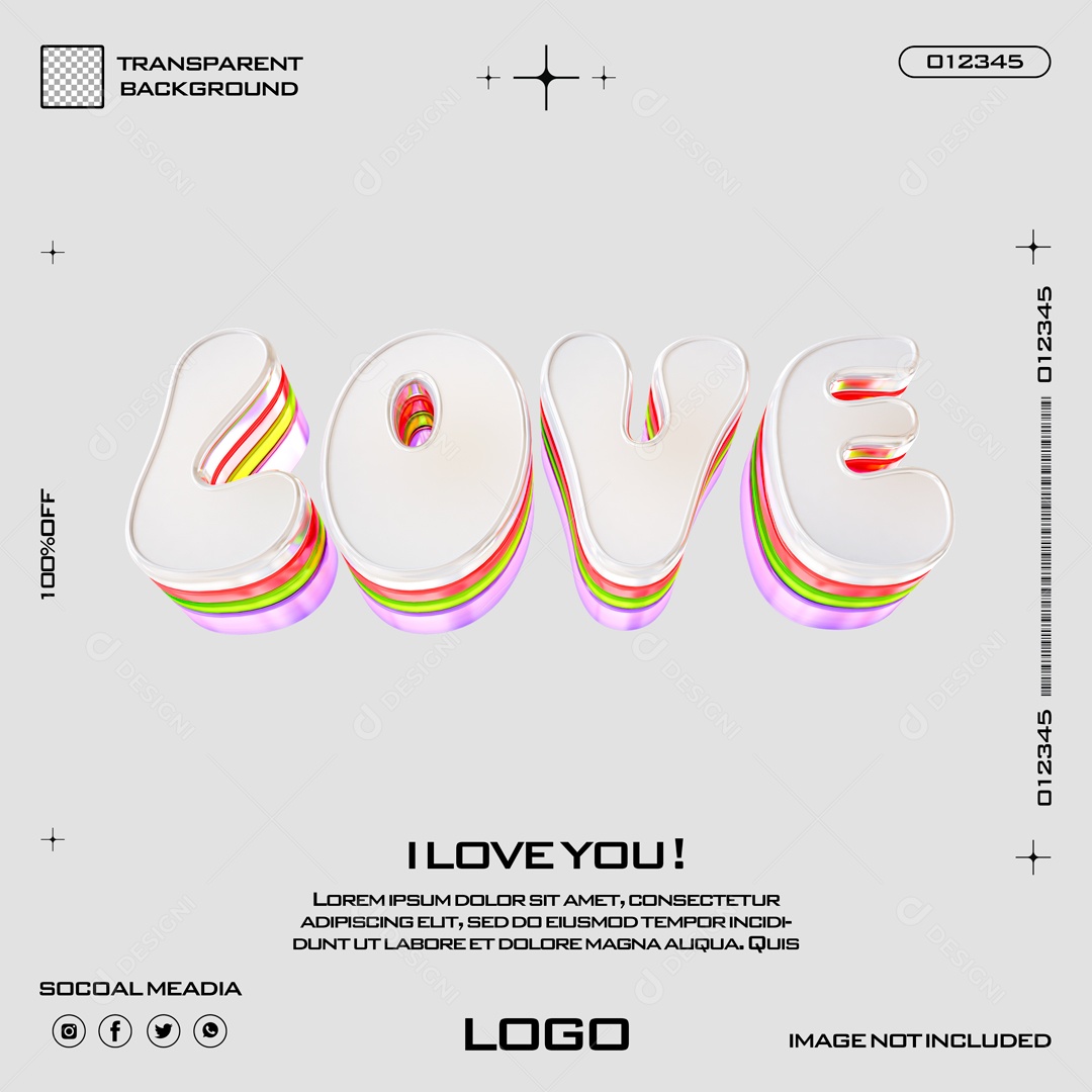 Love Texto 3D para Composição PSD