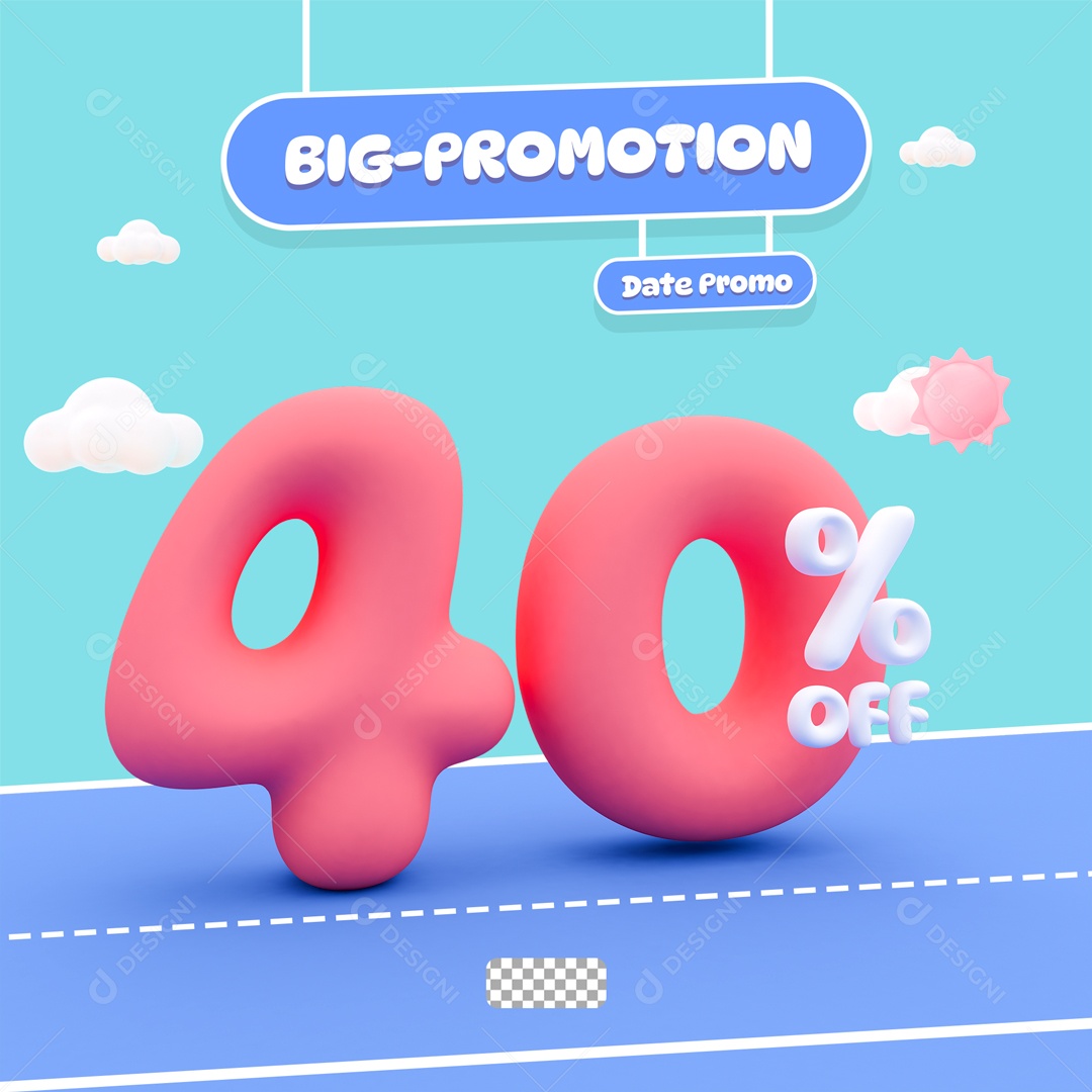 Desconto de 40% OFF Elemento 3D Rosa para Composição PSD