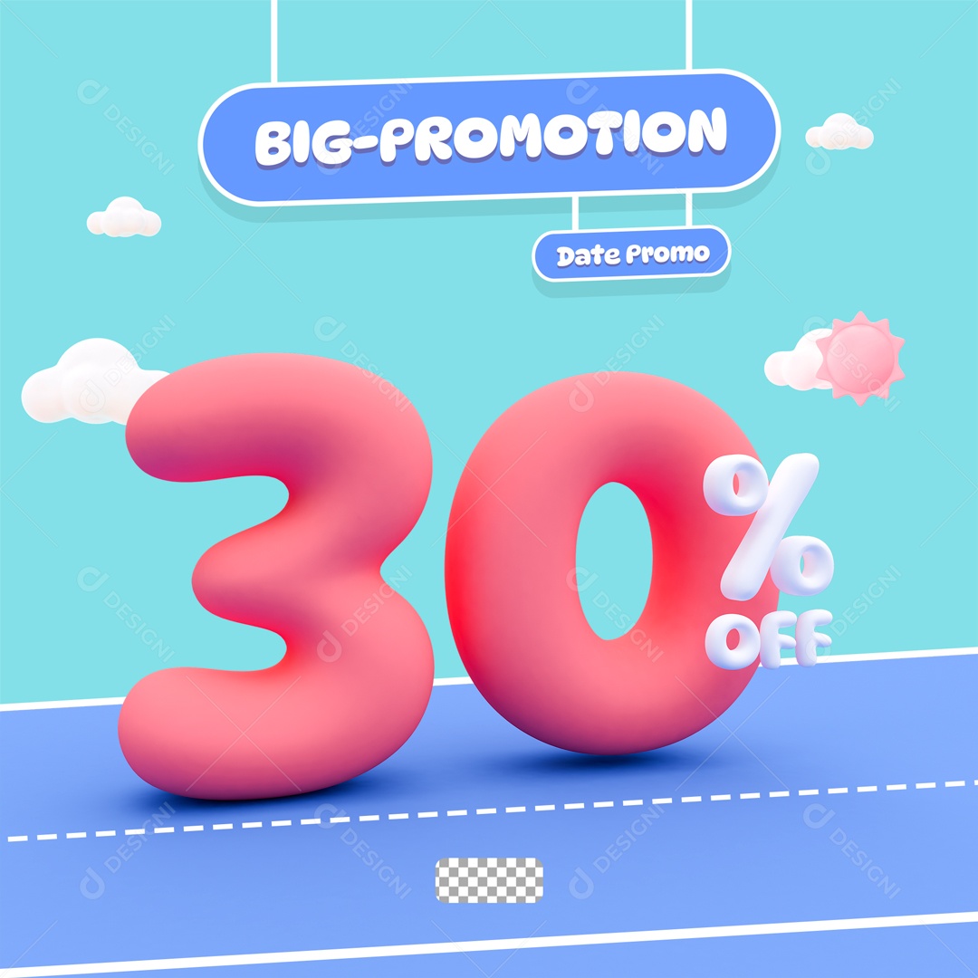 Desconto de 30% OFF Elemento 3D Rosa para Composição PSD