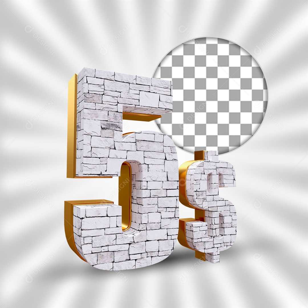 Desconto de 5 Reais Elemento 3D para Composição PSD