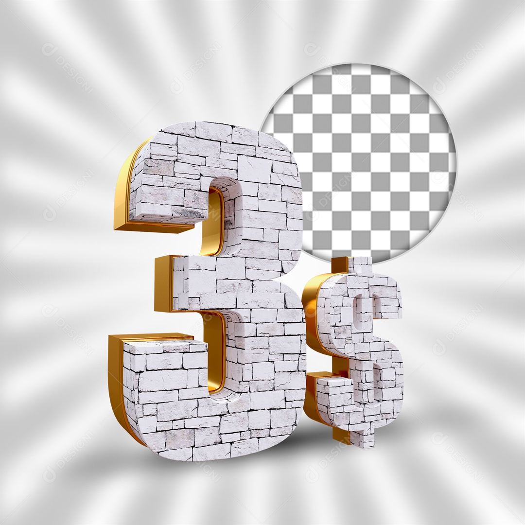 Desconto de 3 Reais Elemento 3D para Composição PSD