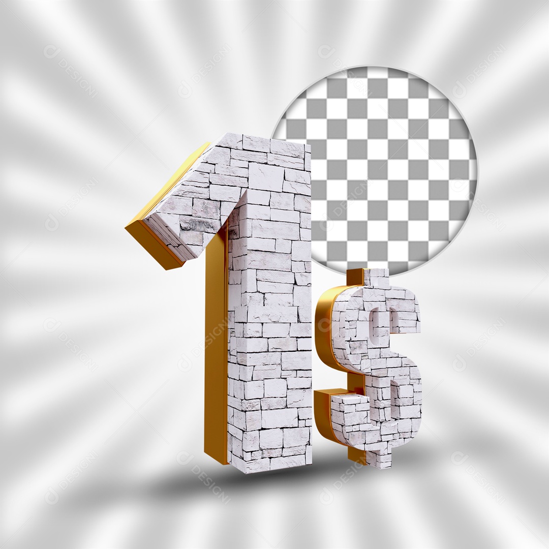 Desconto de 1 Real Elemento 3D para Composição PSD